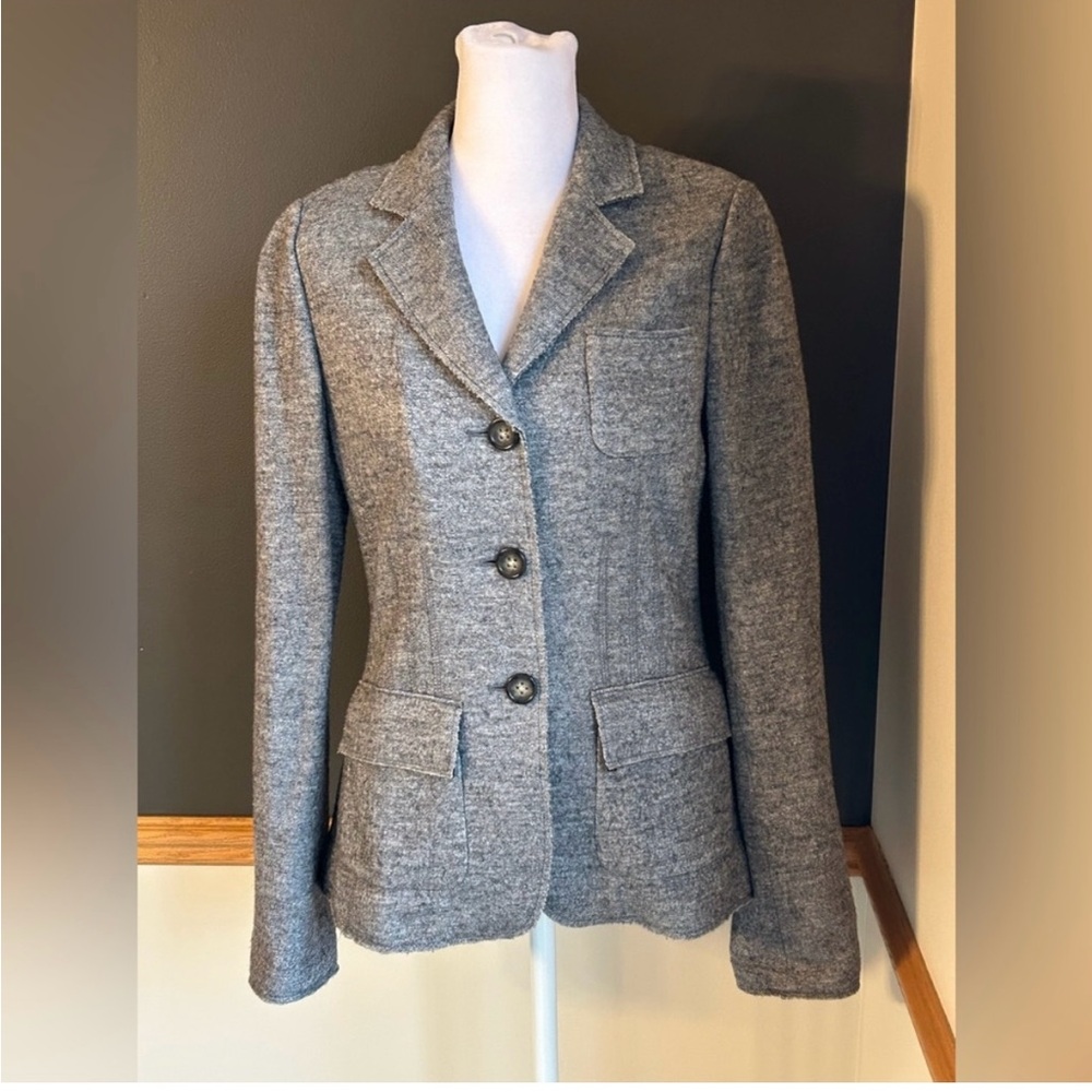Banana Republic Womens Size 0 Gray Wool Blend Long Sleeve Sweater Blazer Jacket
